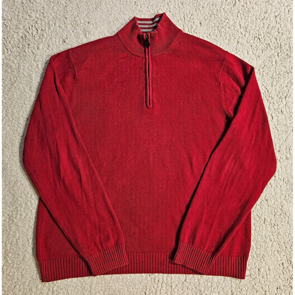 Brooks Brothers Sweater 1/4 Zip Pullover Mens L 100% Supima Cotton Striped